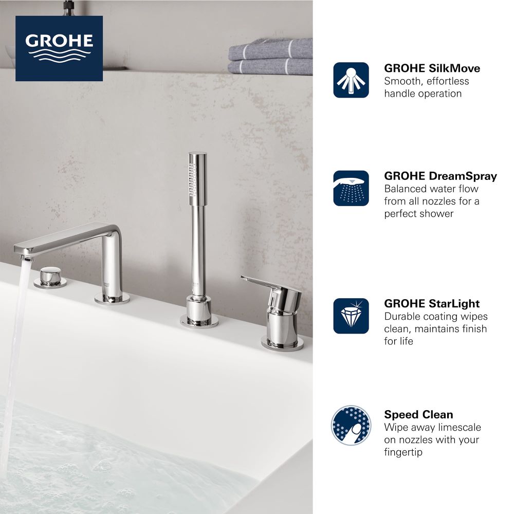 GROHE LINEARE 4-HOLE SINGLE-LEVER BATH COMBINATION MIXER | CHROME - ALTERNATIVE CODE: GH1957710F