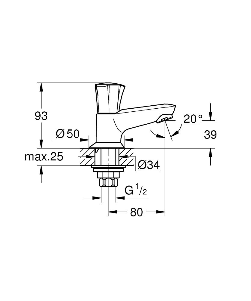 GROHE COSTA L PILLAR TAP |1/2 IN|CHROME