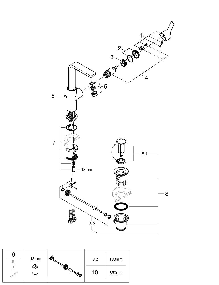 GROHE LINEARE SINGLE-LEVER BASIN MIXER | CHROME L-SIZE 1/2 IN