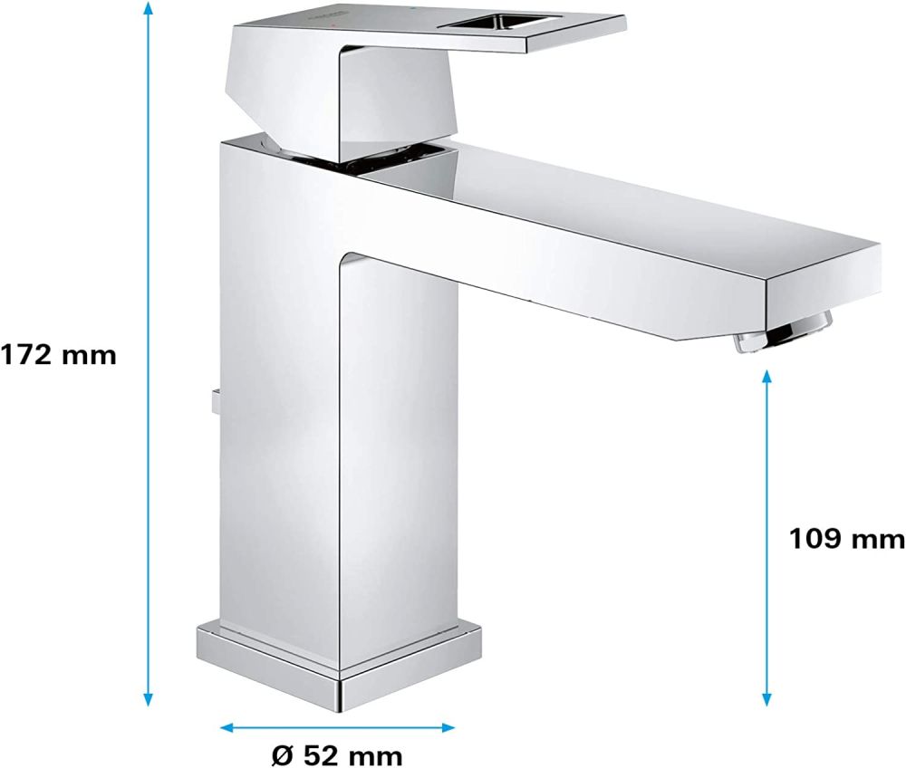GROHE EUROCUBE SINGLE-LEVER BASIN MIXER | CHROME M-SIZE 1/2 IN