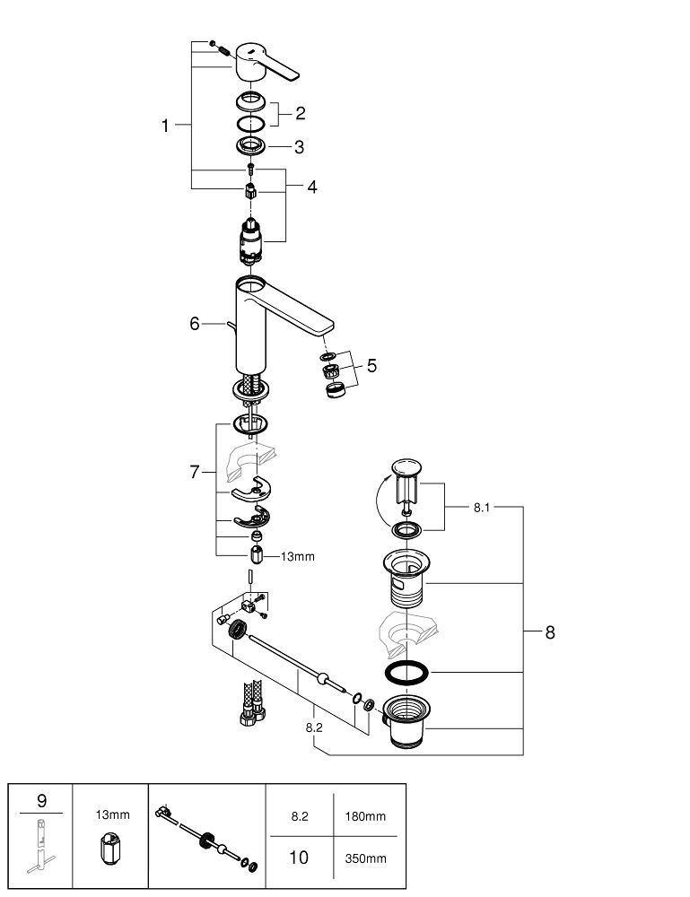 GROHE LINEARE SINGLE-LEVER BASIN MIXER | S-SIZE SUPERSTEEL 1/2 IN