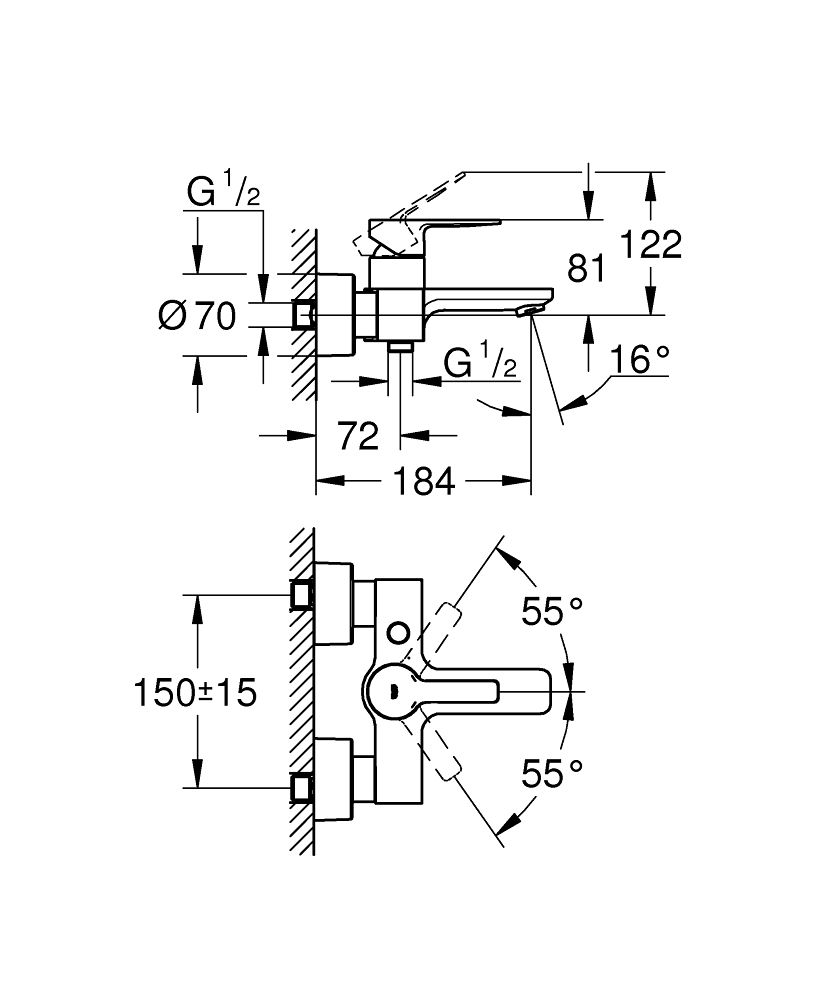 GROHE LINEARE SINGLE-LEVER BATH MIXER | SUPERSTEEL 1/2 IN