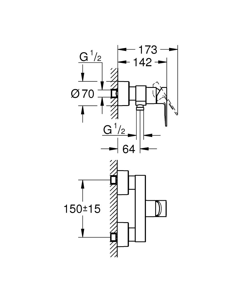 GROHE LINEARE SINGLE-LEVER SHOWER MIXER | CHROME 1/2 IN