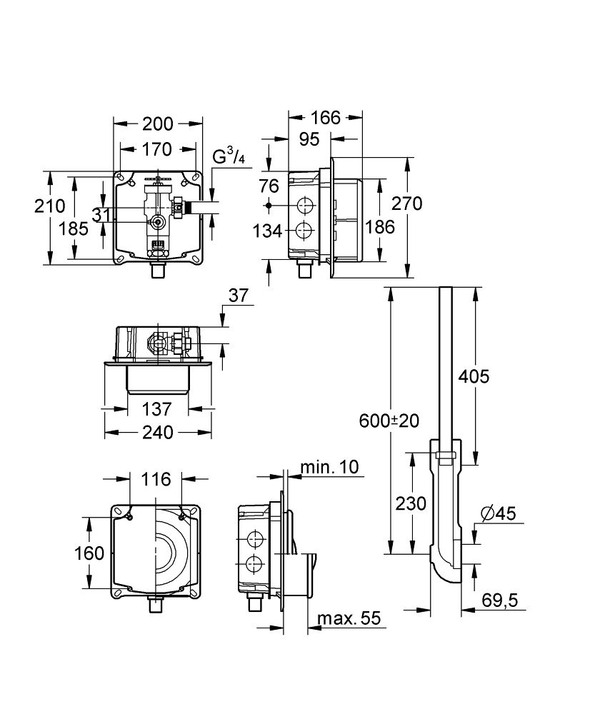 GROHE CONCEALED FLUSH VALVE FOR WC SV | 3/4 IN |5 BAR