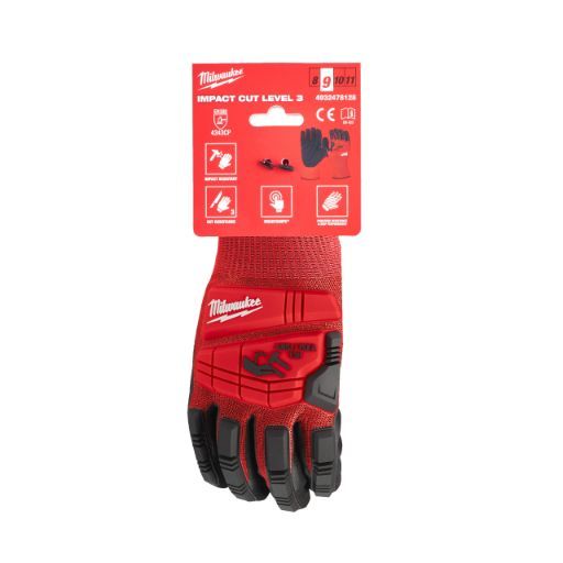 MILWAUKEE IMPACT CUT LEVEL 3 GLOVES - 8/M -1PRS.