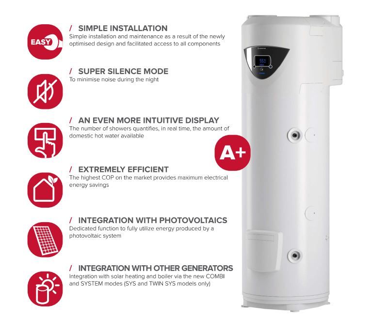 ARISTON FLOOR STANDING RESIDENTIAL HEAT PUMP NUOS PLUS WI-FI 250