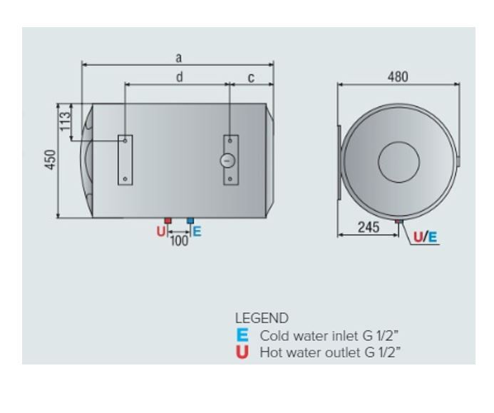 ARISTON EWH BLU R 100 H 1.2 KW [100 LTR] [HORIZONTAL]