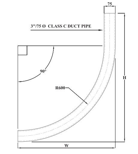 UPVC DUCT CL C STRT LTG L/R BEND 3