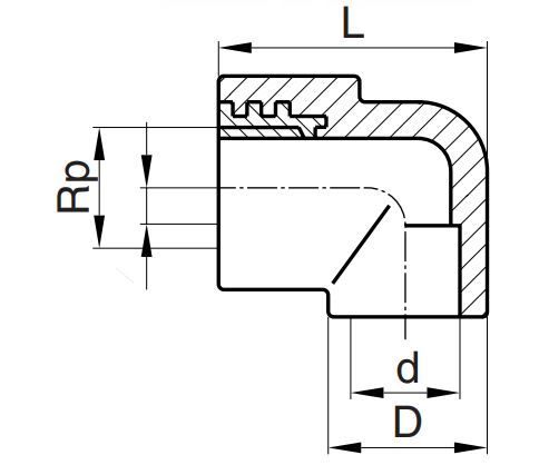 PP-R THREADED FEM.ELBOW 90DEG 25-3/4