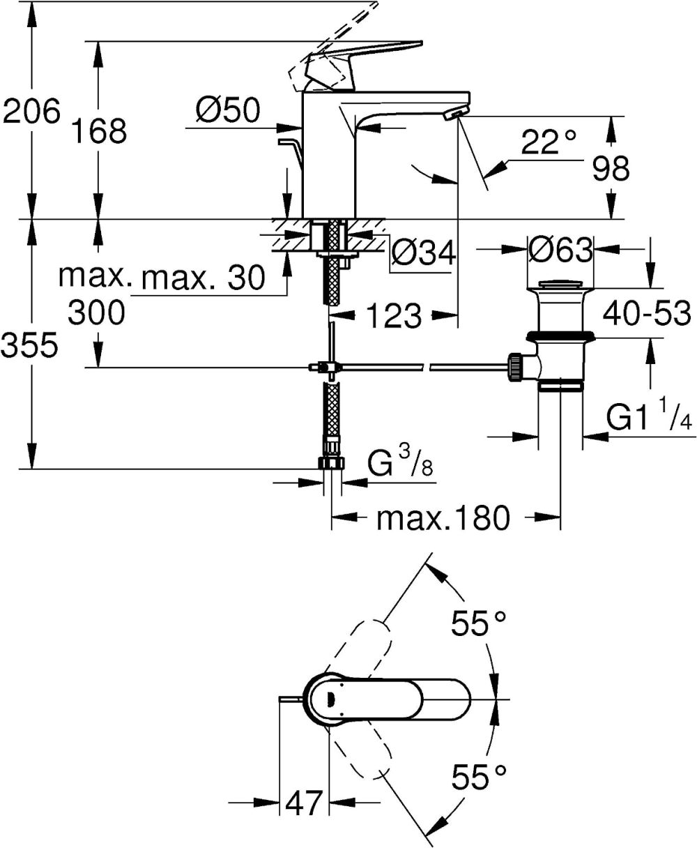 GROHE EUROSMART COSMOPOLITAN SINGLE-LEVER BASIN MIXER | CHROME M-SIZE 1/2 IN