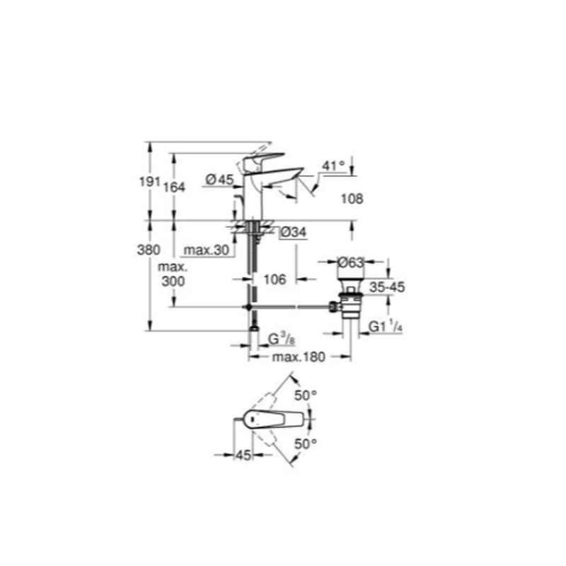 GROHE BAUEDGE SINGLE-LEVER BASIN MIXER | CHROME M-SIZE 1/2 IN