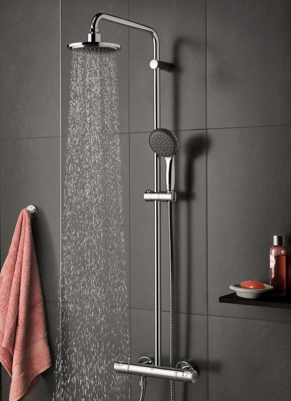 GROHE NEW TEMPESTA 200 SHOWER SYSTEM + DIVERTER FOR WALL MOUNT | 1/2 IN | CHROME