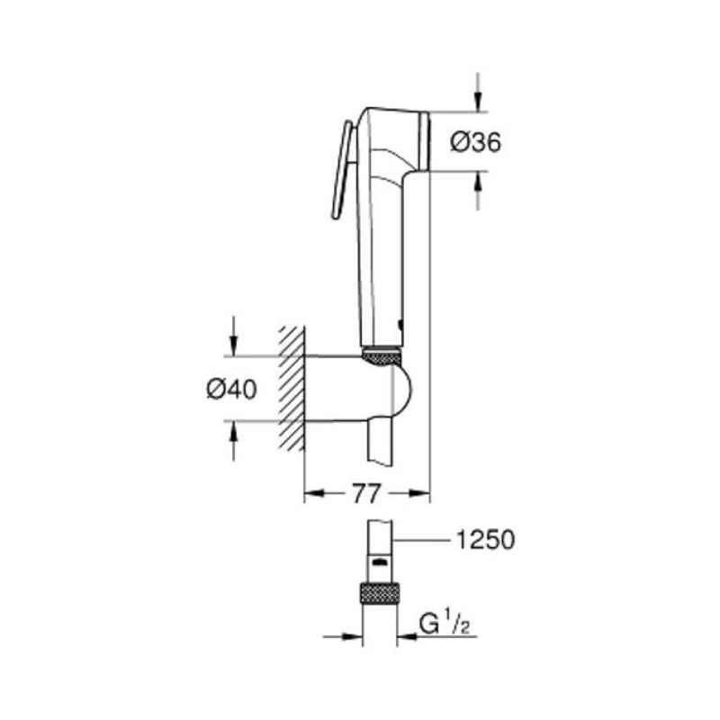 GROHE TEMPESTA-F TRIGGER SPRAY 30, SPRAY SET, 1 SPRAY | CHROME, 1250 MM SILVERFLEX HOSE
