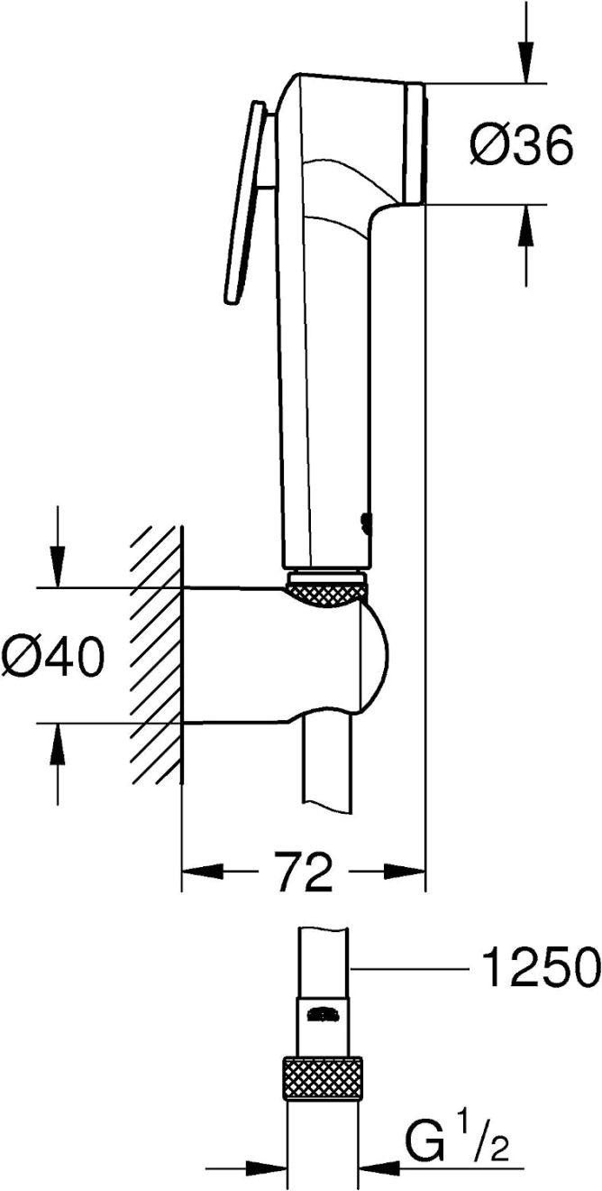 GROHE TEMPESTA-F TRIGGER SPRAY 30, SPRAY SET, 1 SPRAY | CHROME, 1250 MM SILVERFLEX HOSE