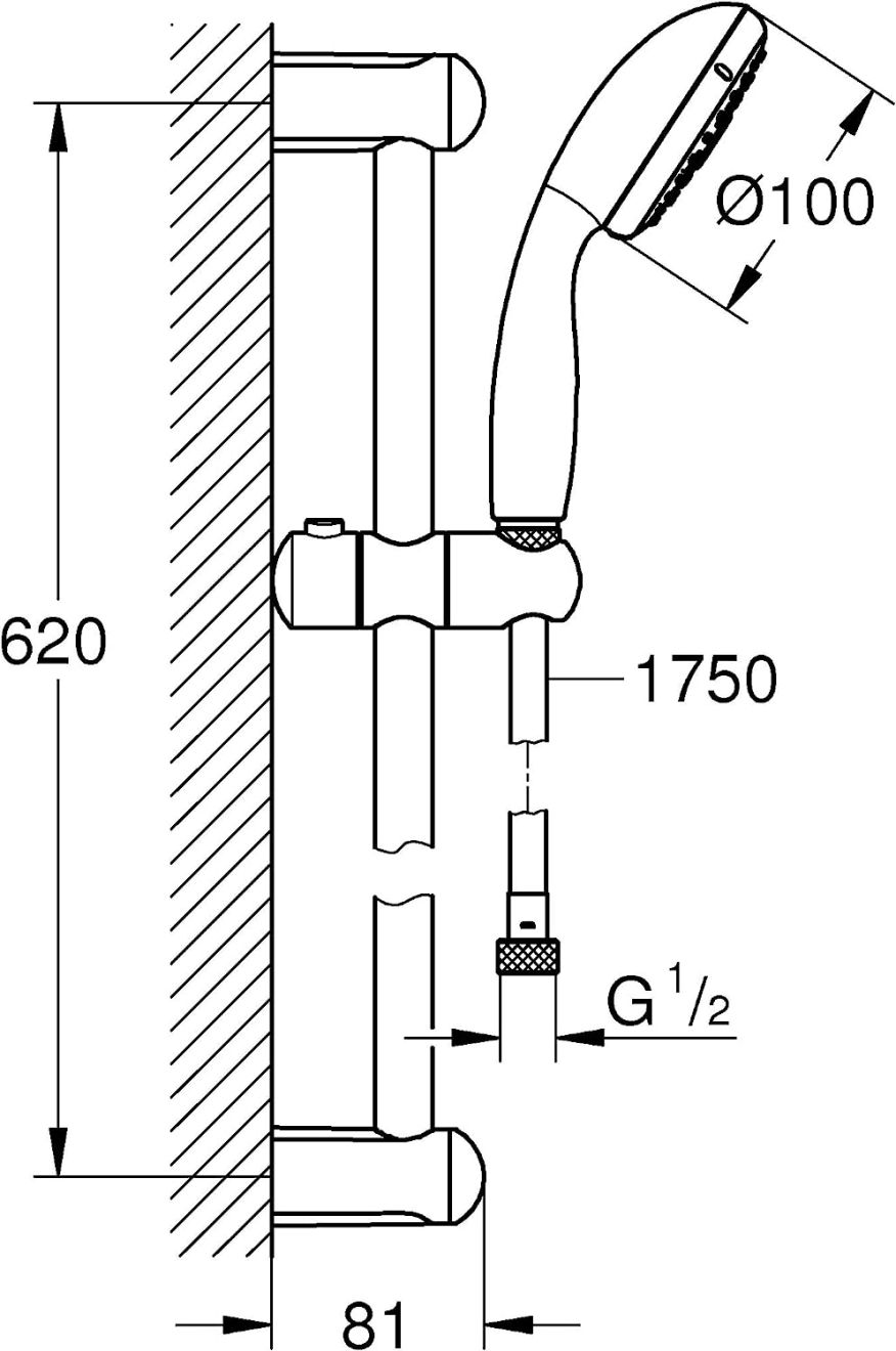 GROHE TEMPESTA 100 SHOWER SET WITH TUBE SUSPENSION AND 3 SPRAYS |