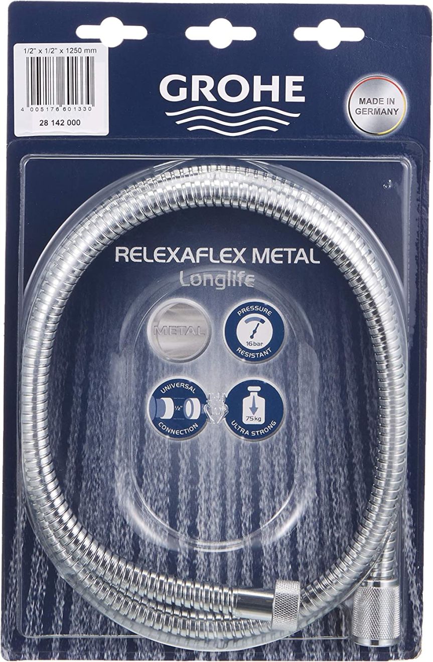 GROHE RELEXAFLEX METAL LONGLIFE, METAL SHOWER HOSE | 1250 MM CHROME