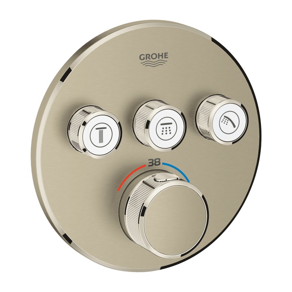 GROHE GROHTHERM SMARTCONTROL THERMOSTAT FOR CONCEALED INSTALLATION WITH 3 VALVES | BRUSHED NICKEL