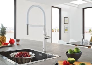 GROHE ESSENCE SINGLE LEVER SINK MIXER- L-SPOUT NEW OHM|1/2 IN|CHROME