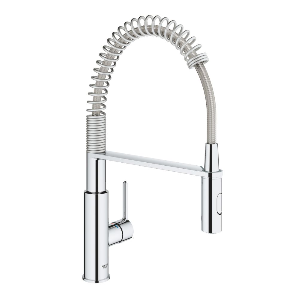 GROHE GET SINGLE-LEVER SINK MIXER, C-SPOUT PROFESSIONAL SPRAY | CHROME 1/2 IN