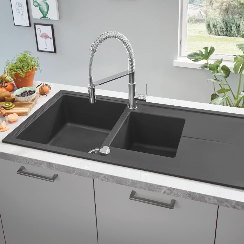 GROHE GET SINGLE-LEVER SINK MIXER, C-SPOUT PROFESSIONAL SPRAY | CHROME 1/2 IN