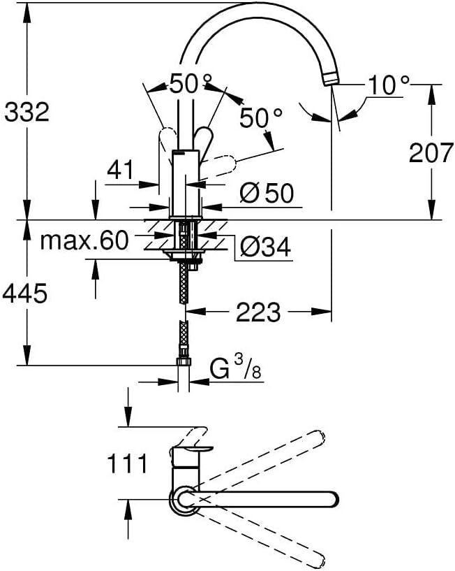 GROHE BAUEDGE SINGLE-LEVER SINK MIXER | CHROME 1/2 IN