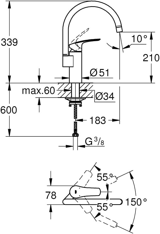 GROHE EUROSMART SINGLE-LEVER SINK MIXER