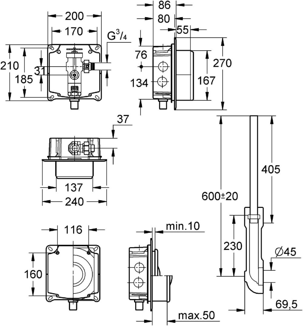 GROHE CONCEALED FLUSH VALVE FOR WC, CONCEALED