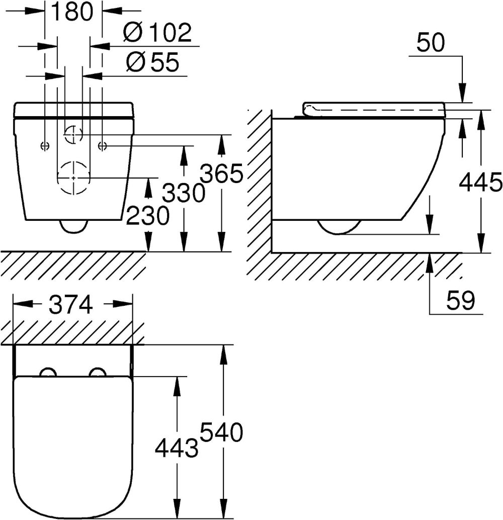 GROHE EURO CERAMIC WALL HUNG WC SET