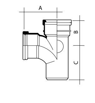 UPVC DRAIN D/SKT TEE 87 1/2 DEG 82MM