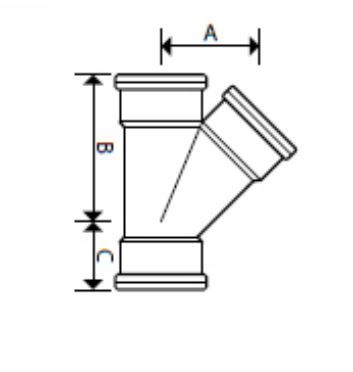 UPVC DRAIN 'Y' BRANCH 45DEG 82MM