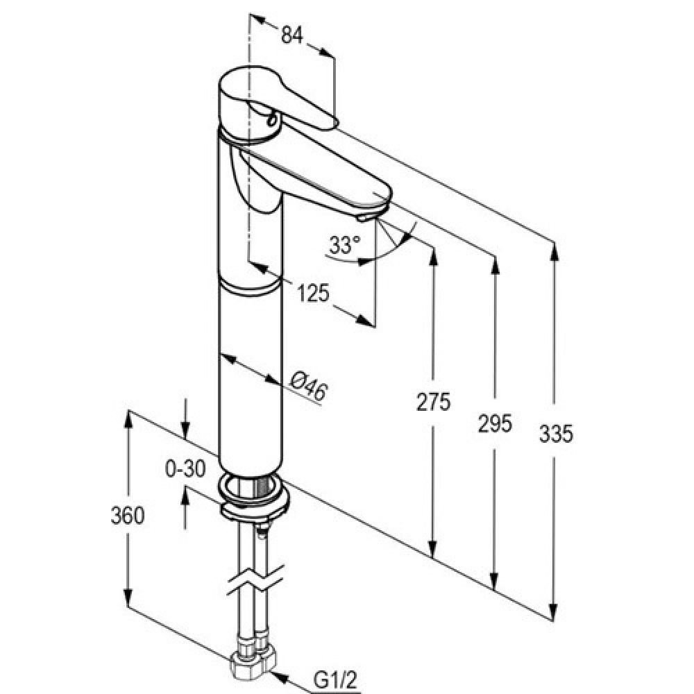 KLUDI POLARIS SINGLE - LEVER BASIN MIXER WITH RAISED BASE DN15