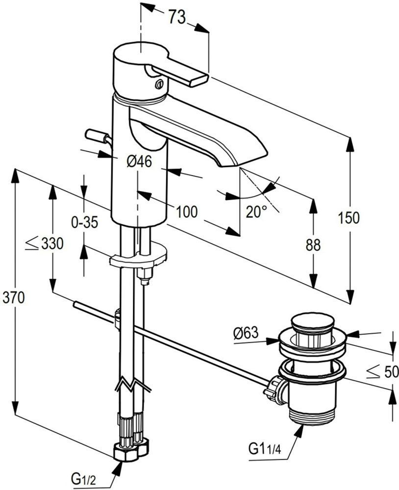 KLUDI PASSION SINGLE - LEVER BASIN MIXER DN15