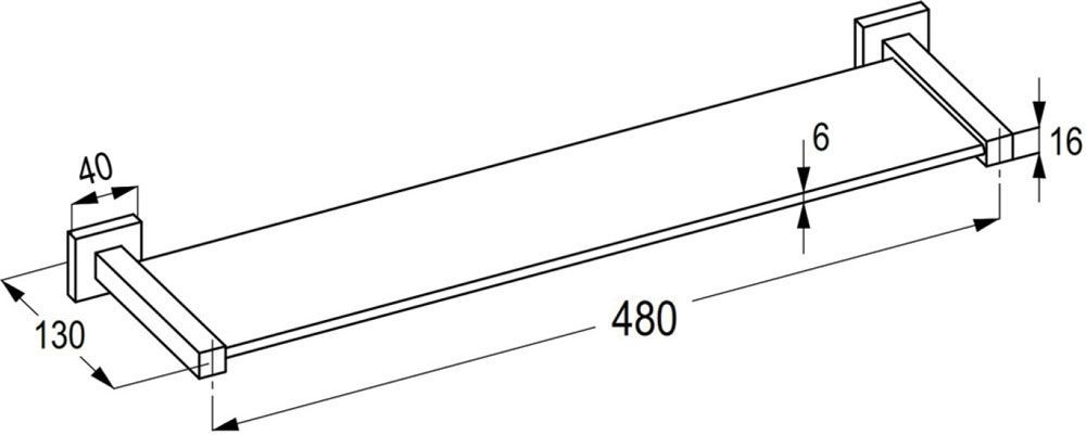 KLUDI RAK GLASS SHELF CHROME | 480 MM