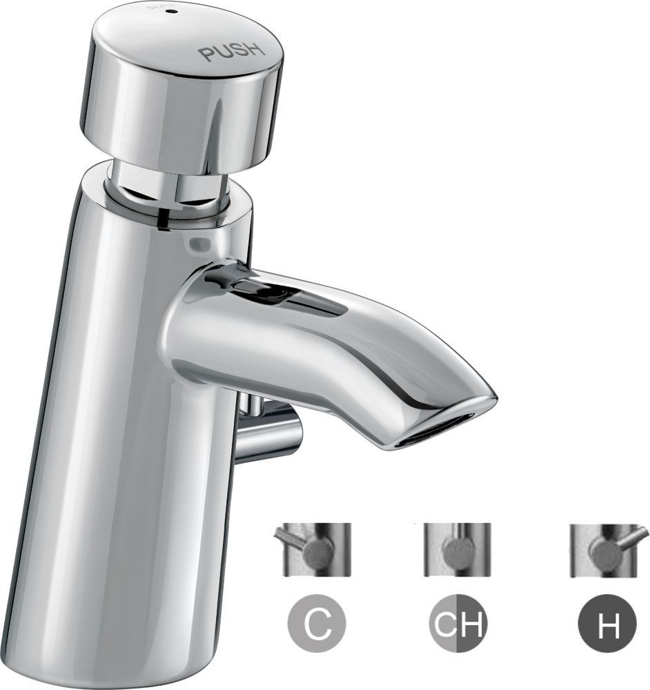 KLUDI ESSENTIAL SELF CLOSING MIXER - PUSH TYPE HOT AND COLD