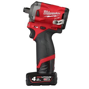 MILWAUKEE 1/2 STUBBY IMPACT WRENCH [M12FIWF12-402X] |12V, 2 X 4.0AH LI-ION BATTERIES, CHARGER