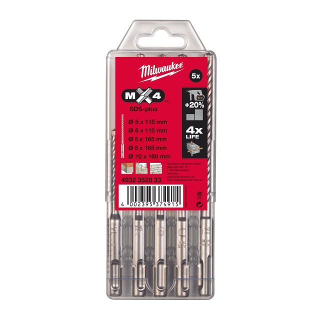 MILWAUKEE DRILL BIT SET SDS+ MX4 - 5 PC.