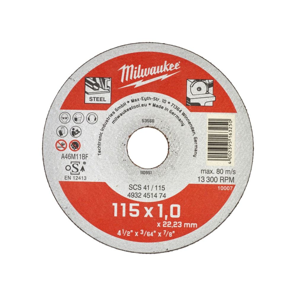 MILWAUKEE SCS 41 / 230 X 1.9 X 22 MM CONTRACTOR SERIES - 25 PCS