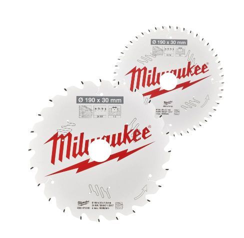 MILWAUKEE CIRCULAR SAW BLADES TWIN PACK | 190 X 24T/48T | 2 PCS
