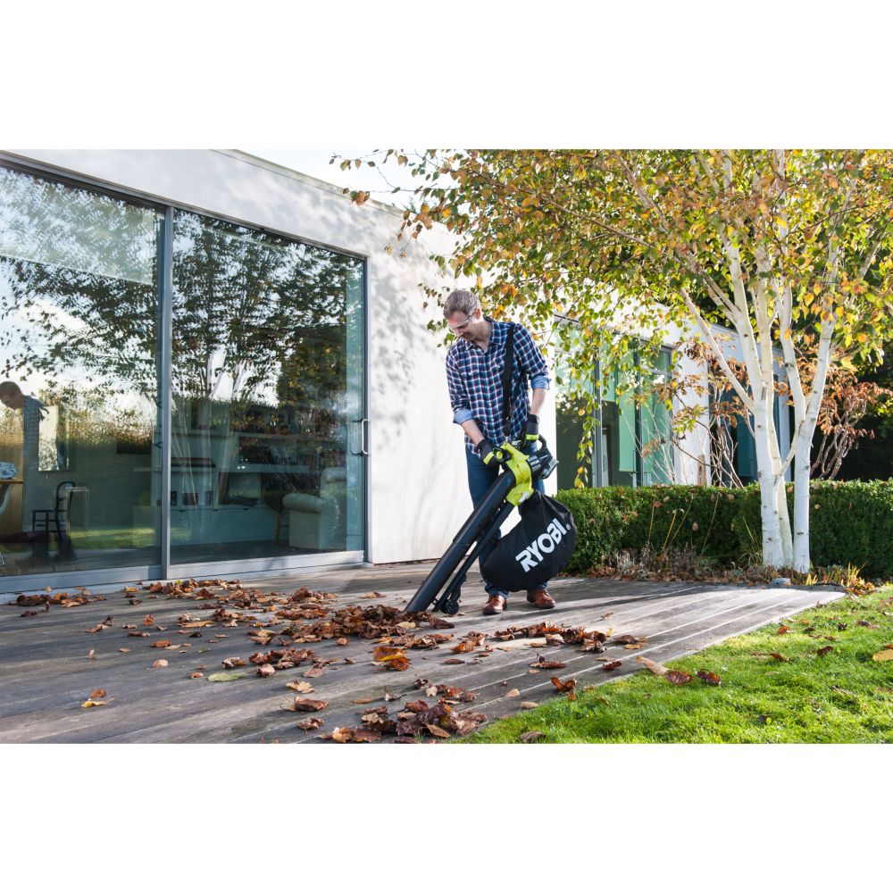 RYOBI 18V ONE+ CORDLESS BRUSHLESS LEAF BLOWER VACUUM, BARE TOOL [OBV18]