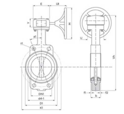 PEGLER DUCTILE IRON BUTTERFLY VALVE SEMI LUGGED PN16, V906 | DN 100
