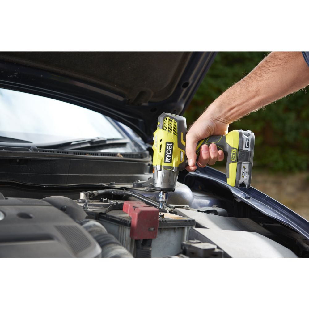 RYOBI 18V ONE+ CORDLESS 3-SPEED IMPACT WRENCH STARTER KIT, 1X2.0 AH BATTERY, CHARGER, TOOL BAG [R18IW3-140SF]