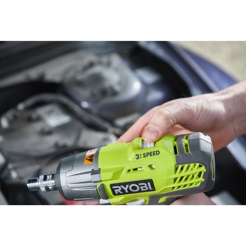 RYOBI 18V ONE+ CORDLESS 3-SPEED IMPACT WRENCH STARTER KIT, 1X2.0 AH BATTERY, CHARGER, TOOL BAG [R18IW3-140SF]