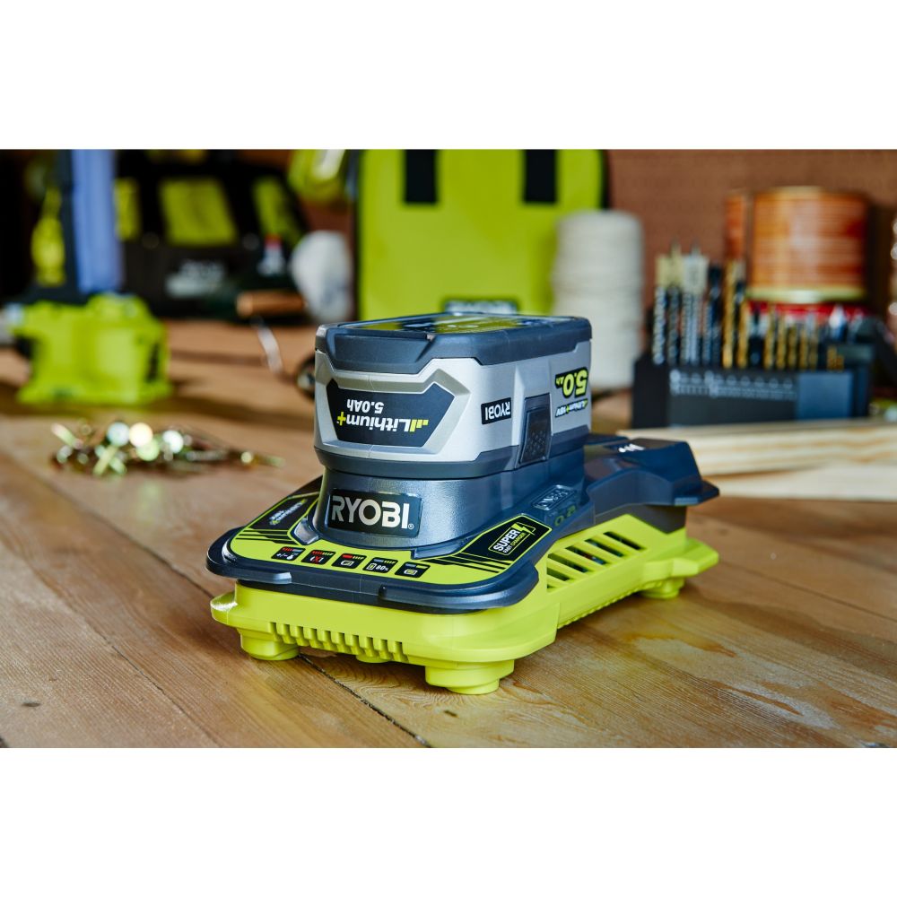 RYOBI 18V ONE+ LITHIUM BATTERY CHARGER, 5.0 AH [RC18150]