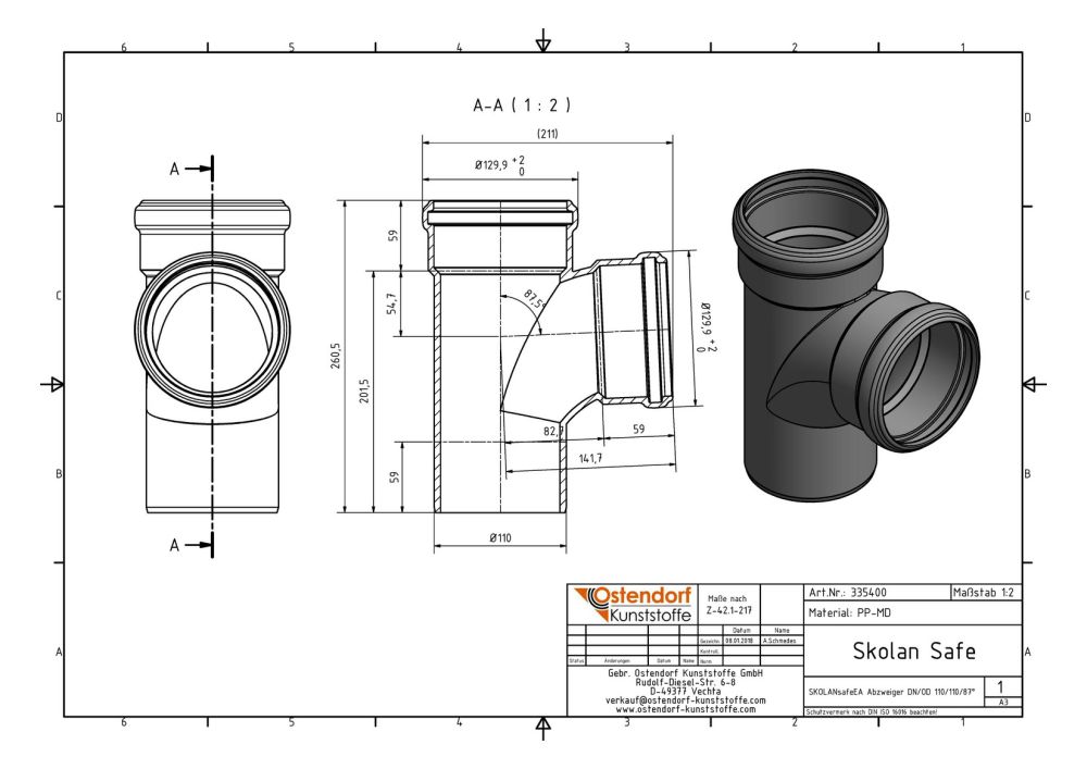 SKOLANSAFEEA BRANCH DN/OD 110/110 87°