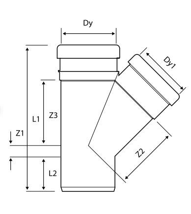 UPVC SOIL 'Y' BRANCH 45º RR/SP 200MM