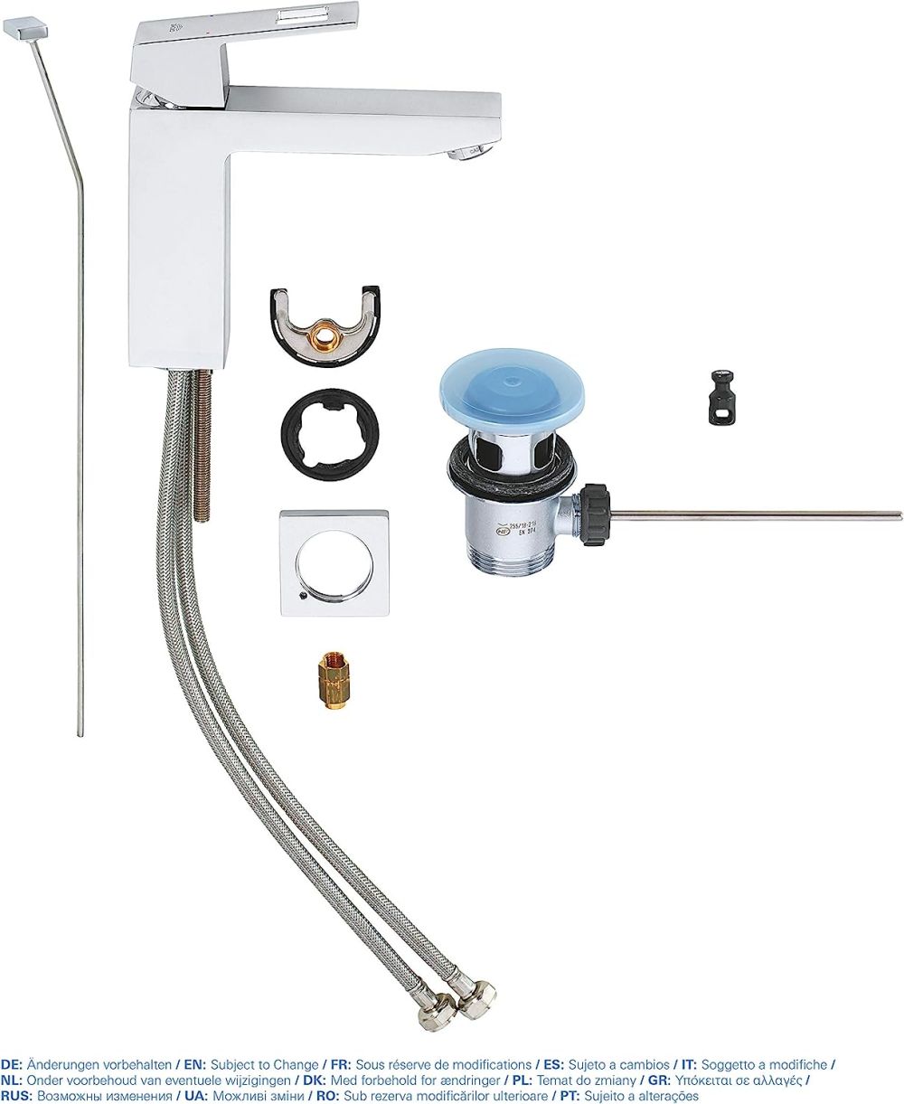 GROHE EUROCUBE SINGLE-LEVER BASIN MIXER | CHROME M-SIZE 1/2 IN