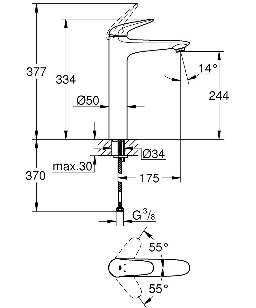GROHE EUROSTYLE SINGLE-LEVER BASIN MIXER | MOON WHITE/CHROME