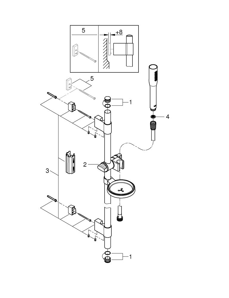 GROHE EUPHORIA COSMOPOLITAN STICK, SHOWER RAIL SET, 1 SPRAY | CHROME