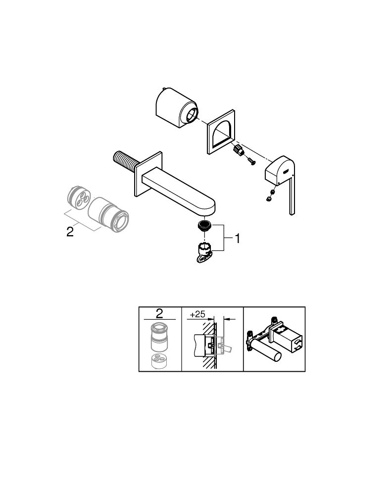 GROHE PLUS 2-HOLE BASIN MIXER | M-SIZE CHROME