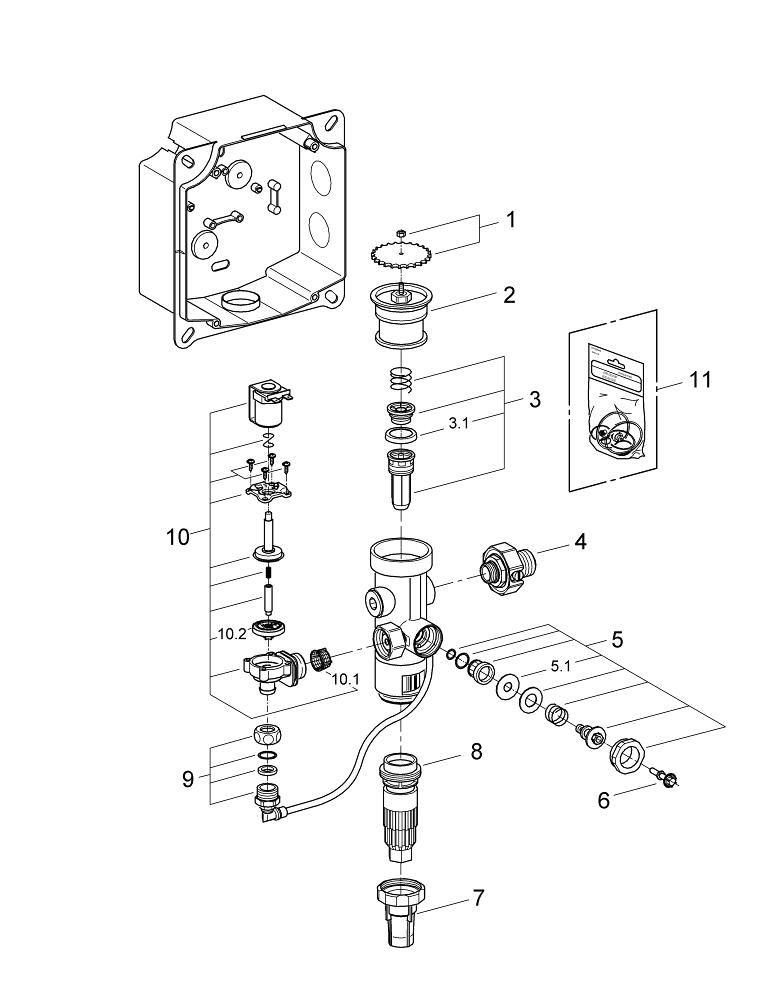 GROHE CONCEALED FLUSH VALVE FOR WC SV | 3/4 IN |5 BAR